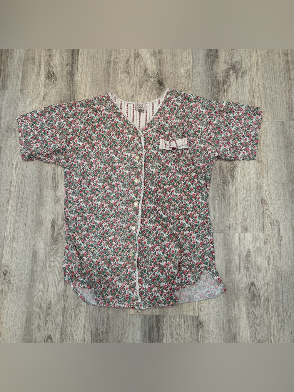 Vintage Chance Encounters 100% Cotton Floral Sleep Shirt Nightgown Medium‎ - Picture 2 of 3